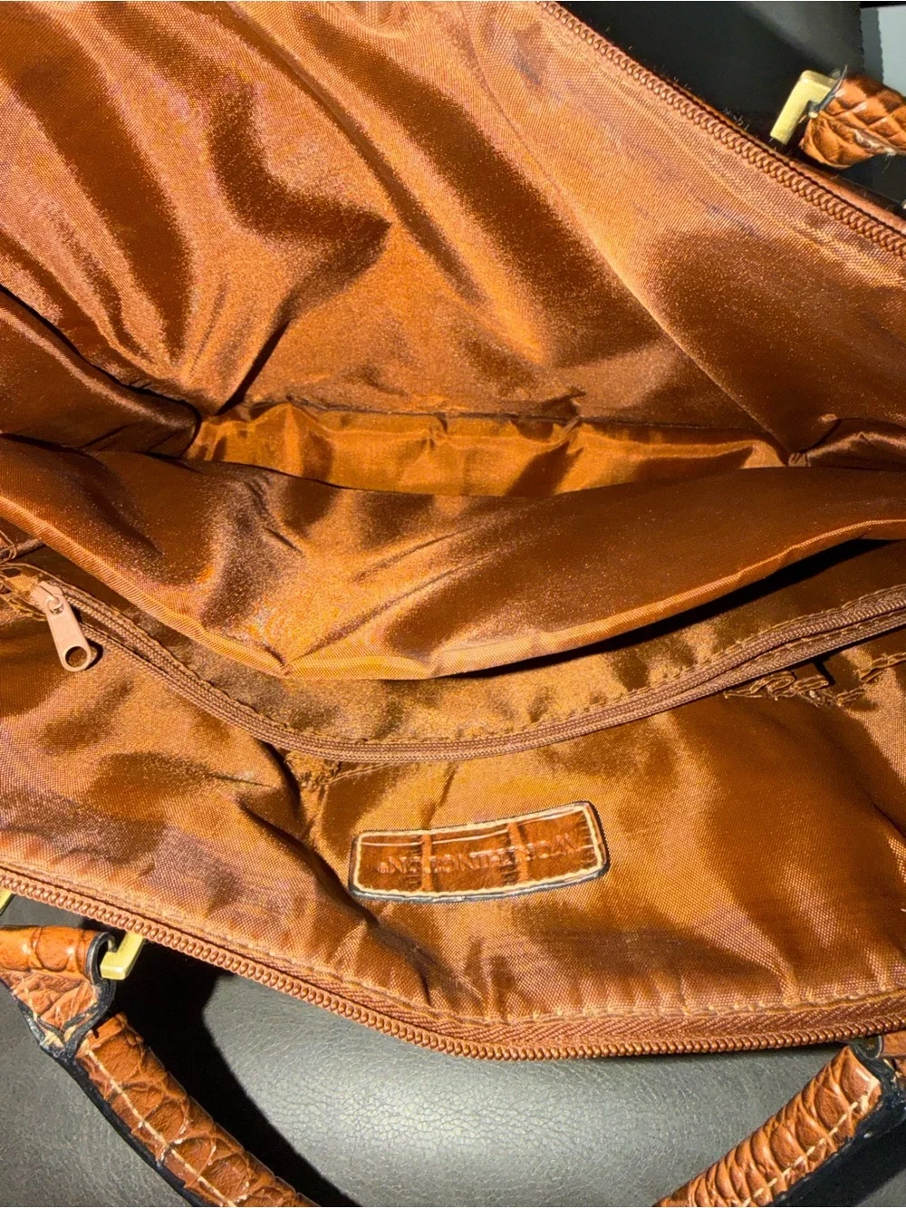Croc-Embossed Brown Tote Bag - Classic Leather Look